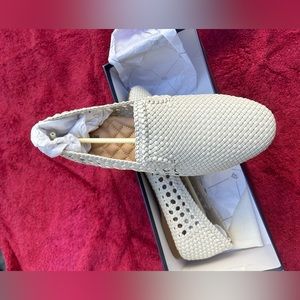 Birdie white woven Starling flats, never worn. Size 8.5. Brand new condition.